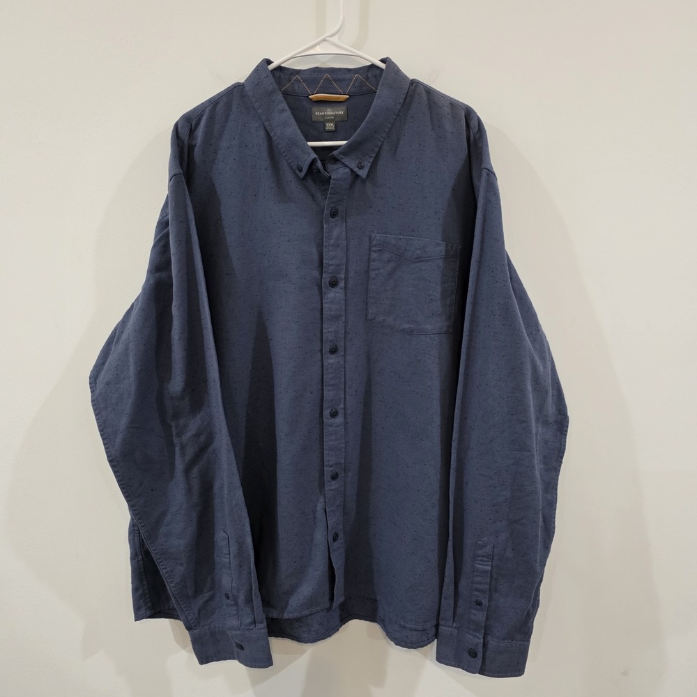 LL Bean Signature Slim Fit Mens Button Down‎ Shirt Size XXXL Blue Speckled Heavy